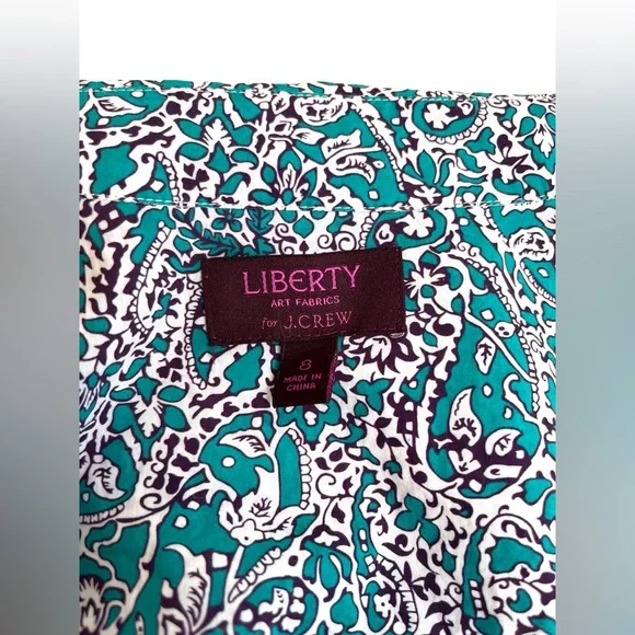 J.Crew Liberty art fabrics shirt. Jade Peony floral print Size 8 - Picture 12 of 13